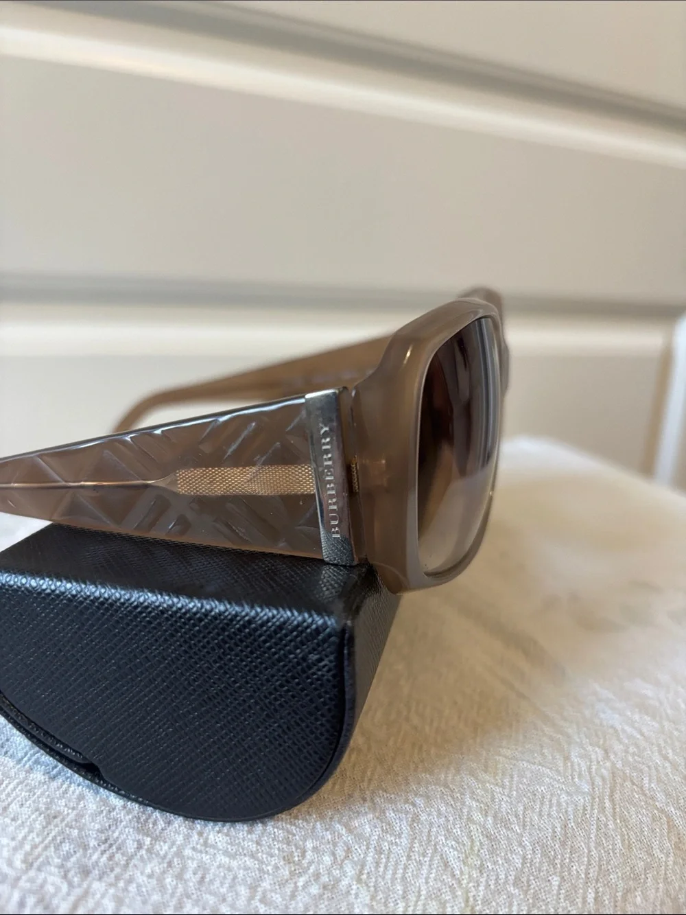 Authentic Burberry Square Translucent Taupe Sunglasses-Brown Gradient